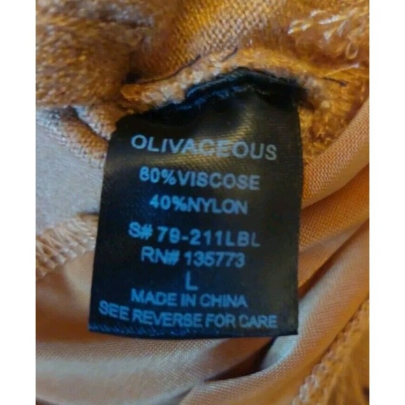 Olivaceous Lt Brown Soft Faux Wrap Bodysuit V Neck L Tie Lightweight Sweater - Picture 7 of 8